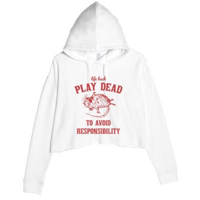 Play Dead To Avoid Responsibility Retro Crop Fleece Hoodie
