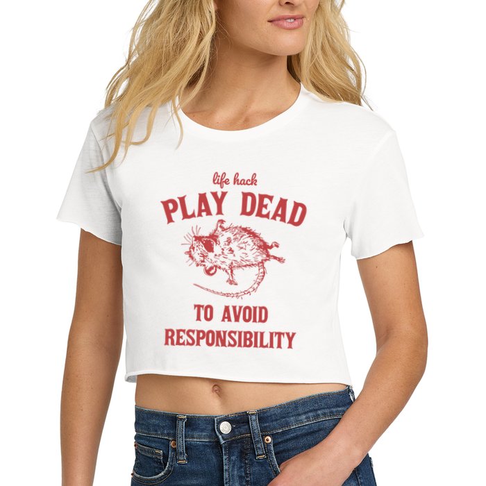 Play Dead To Avoid Responsibility Retro Crop Top