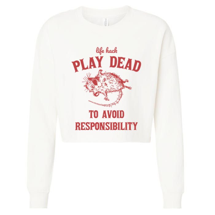 Play Dead To Avoid Responsibility Retro Cropped Pullover Crew