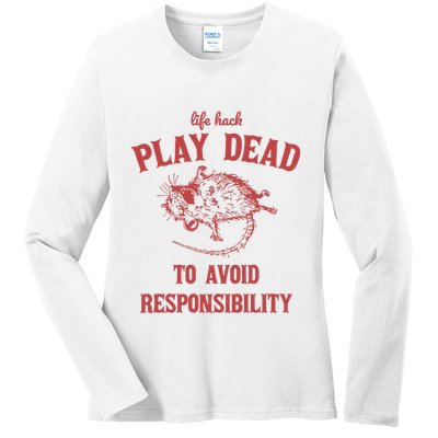 Play Dead To Avoid Responsibility Retro Ladies Long Sleeve Shirt