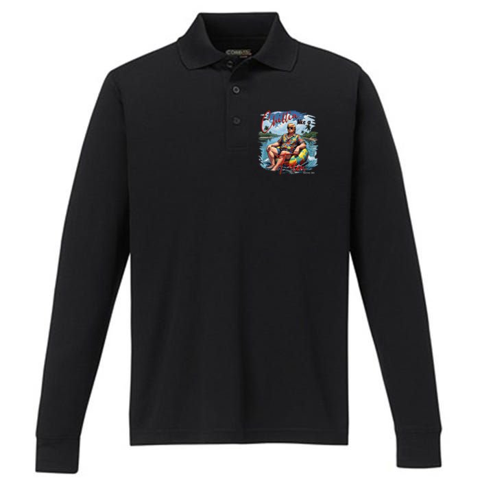 President Donald Trump Retro 80s 90s Graphic Performance Long Sleeve Polo