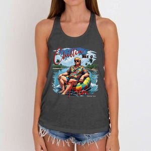 President Donald Trump Retro 80s 90s Graphic Women's Knotted Racerback Tank