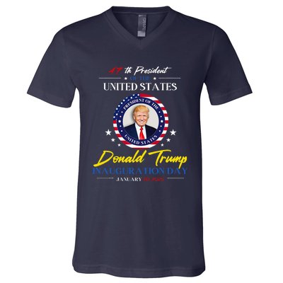 President Donald Trump Inauguration Day 2025 47th President V-Neck T-Shirt