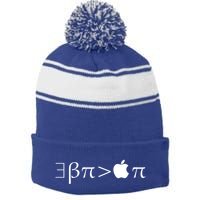 Pi Day There Exists Better Pie Greater Than Apple Pie  Pun Gift Stripe Pom Pom Beanie
