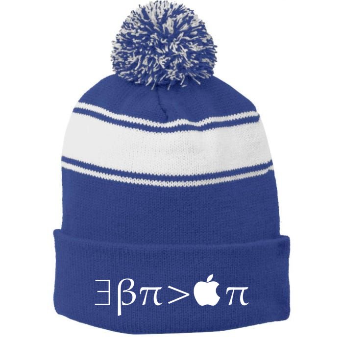 Pi Day There Exists Better Pie Greater Than Apple Pie  Pun Gift Stripe Pom Pom Beanie