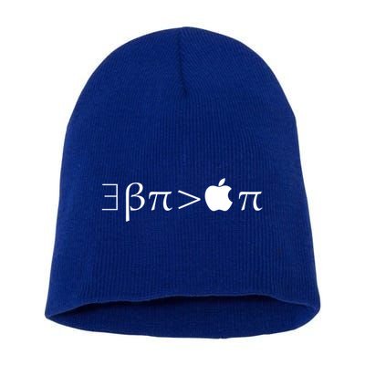 Pi Day There Exists Better Pie Greater Than Apple Pie  Pun Gift Short Acrylic Beanie