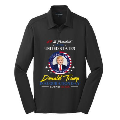 President Donald Trump Inauguration Day 2025 47th President Silk Touch Performance Long Sleeve Polo