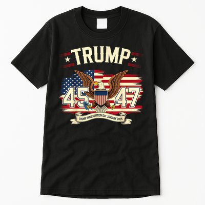 President Donald Trump Inauguration Day 2025 Memorabilia America Flag Design Tall T-Shirt