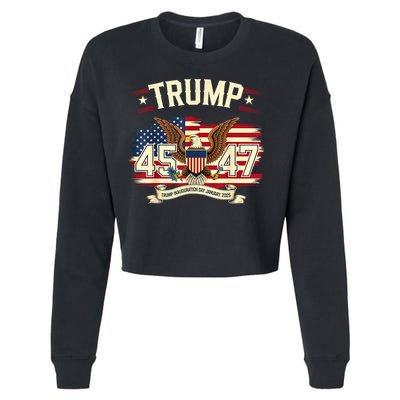 President Donald Trump Inauguration Day 2025 Memorabilia America Flag Design Cropped Pullover Crew