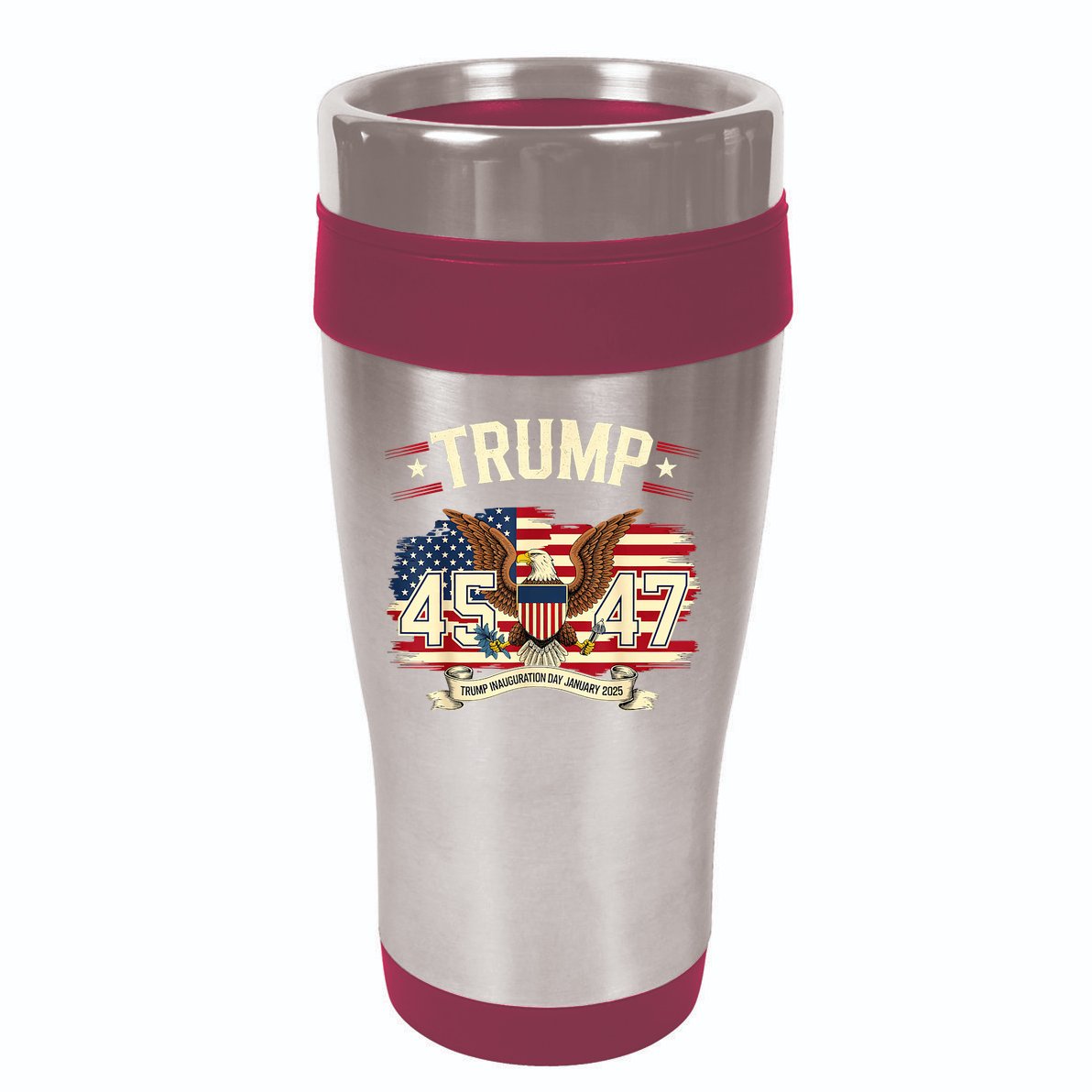 President Donald Trump Inauguration Day 2025 Memorabilia America Flag Design 16oz Travel Tumbler