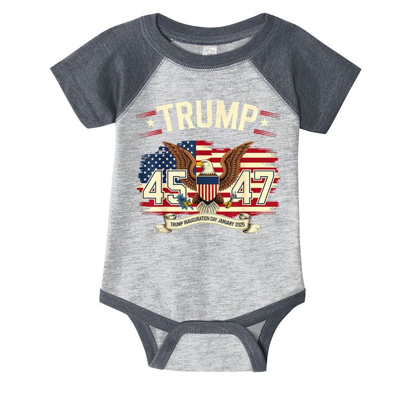 President Donald Trump Inauguration Day 2025 Memorabilia America Flag Design Infant Baby Jersey Bodysuit