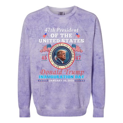 President Donald Trump Inauguration Day 2025 47th Usa Flag Colorblast Crewneck Sweatshirt