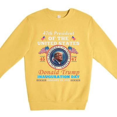 President Donald Trump Inauguration Day 2025 47th Usa Flag Premium Crewneck Sweatshirt