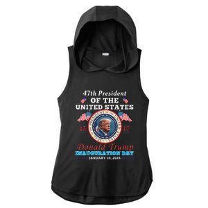 President Donald Trump Inauguration Day 2025 47th Usa Flag Ladies PosiCharge Tri-Blend Wicking Draft Hoodie Tank