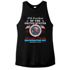 President Donald Trump Inauguration Day 2025 47th Usa Flag Ladies PosiCharge Tri-Blend Wicking Tank