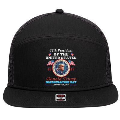 President Donald Trump Inauguration Day 2025 47th Usa Flag 7 Panel Mesh Trucker Snapback Hat