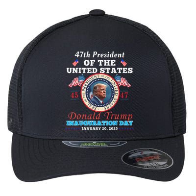 President Donald Trump Inauguration Day 2025 47th Usa Flag Flexfit Unipanel Trucker Cap