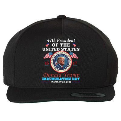 President Donald Trump Inauguration Day 2025 47th Usa Flag Wool Snapback Cap