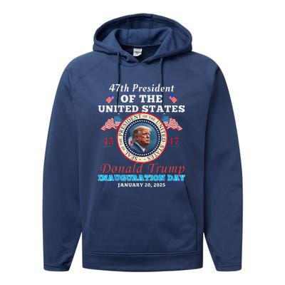 President Donald Trump Inauguration Day 2025 47th Usa Flag Performance Fleece Hoodie