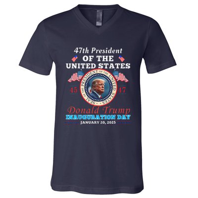 President Donald Trump Inauguration Day 2025 47th Usa Flag V-Neck T-Shirt