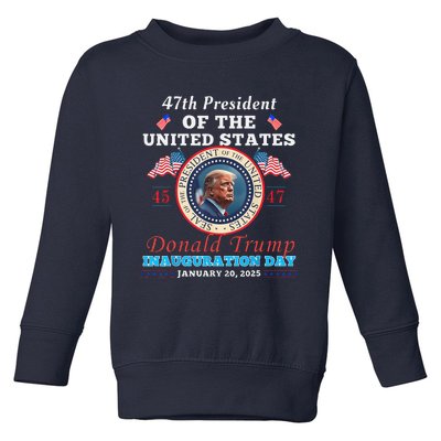 President Donald Trump Inauguration Day 2025 47th Usa Flag Toddler Sweatshirt