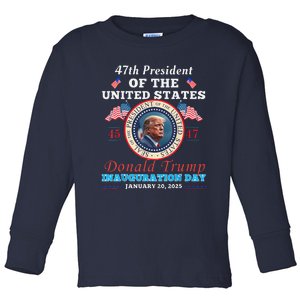 President Donald Trump Inauguration Day 2025 47th Usa Flag Toddler Long Sleeve Shirt