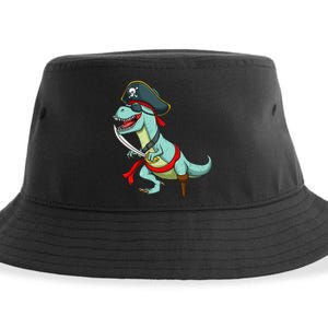 Pirate Dinosaur T Rex Funny Tyrannosaurus Halloween Sustainable Bucket Hat