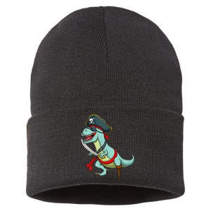 Pirate Dinosaur T Rex Funny Tyrannosaurus Halloween Sustainable Knit Beanie