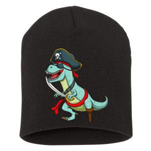 Pirate Dinosaur T Rex Funny Tyrannosaurus Halloween Short Acrylic Beanie