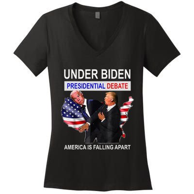 Presidential Debate Under Biden America Is Falling Apart Women's V-Neck T-Shirt