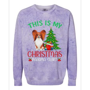 Papillon Dog Ugly Xmas Party This Is My Christmas Pajama Colorblast Crewneck Sweatshirt