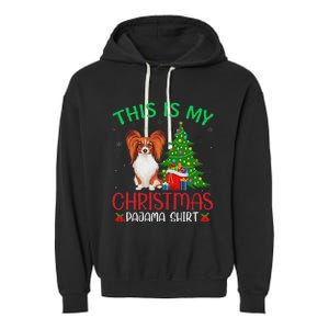 Papillon Dog Ugly Xmas Party This Is My Christmas Pajama Garment-Dyed Fleece Hoodie