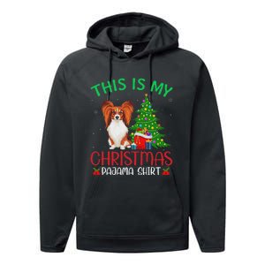 Papillon Dog Ugly Xmas Party This Is My Christmas Pajama Performance Fleece Hoodie