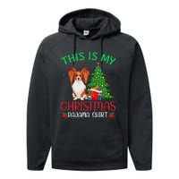 Papillon Dog Ugly Xmas Party This Is My Christmas Pajama Performance Fleece Hoodie