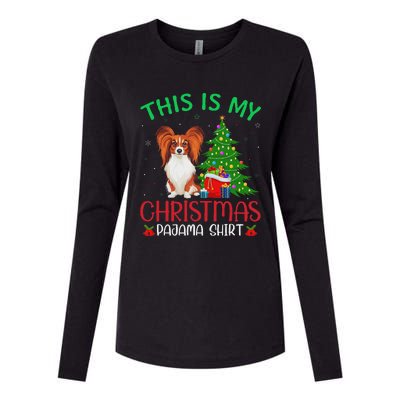 Papillon Dog Ugly Xmas Party This Is My Christmas Pajama Womens Cotton Relaxed Long Sleeve T-Shirt