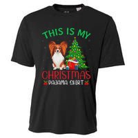 Papillon Dog Ugly Xmas Party This Is My Christmas Pajama Cooling Performance Crew T-Shirt