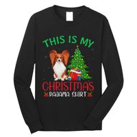 Papillon Dog Ugly Xmas Party This Is My Christmas Pajama Long Sleeve Shirt