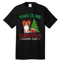 Papillon Dog Ugly Xmas Party This Is My Christmas Pajama Tall T-Shirt