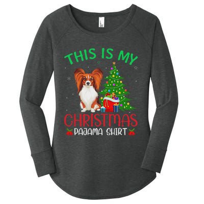 Papillon Dog Ugly Xmas Party This Is My Christmas Pajama Women's Perfect Tri Tunic Long Sleeve Shirt