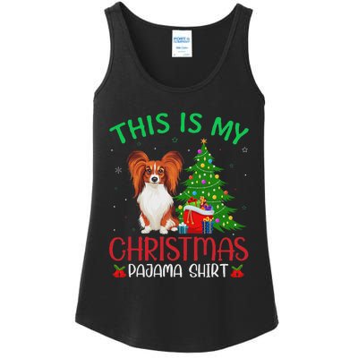 Papillon Dog Ugly Xmas Party This Is My Christmas Pajama Ladies Essential Tank