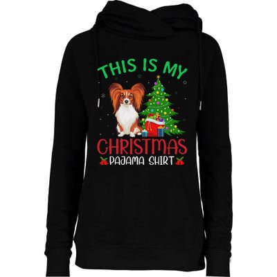 Papillon Dog Ugly Xmas Party This Is My Christmas Pajama Womens Funnel Neck Pullover Hood