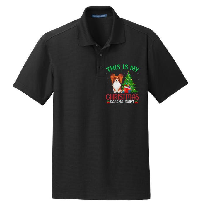 Papillon Dog Ugly Xmas Party This Is My Christmas Pajama Dry Zone Grid Polo