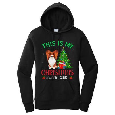 Papillon Dog Ugly Xmas Party This Is My Christmas Pajama Women's Pullover Hoodie