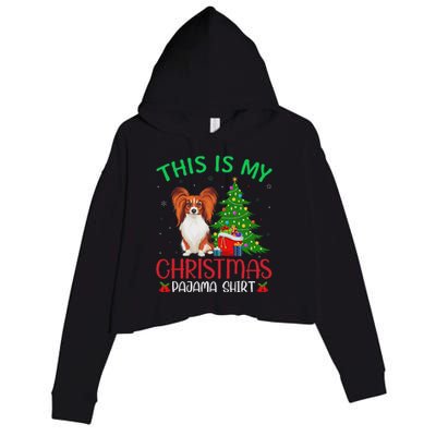 Papillon Dog Ugly Xmas Party This Is My Christmas Pajama Crop Fleece Hoodie