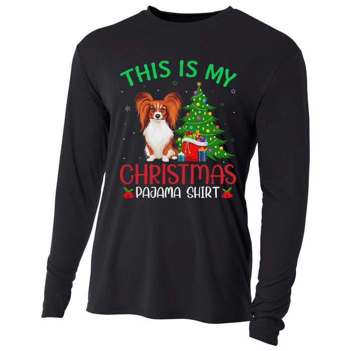 Papillon Dog Ugly Xmas Party This Is My Christmas Pajama Cooling Performance Long Sleeve Crew