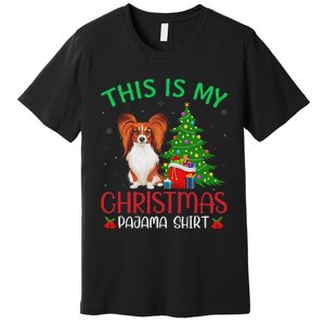 Papillon Dog Ugly Xmas Party This Is My Christmas Pajama Premium T-Shirt