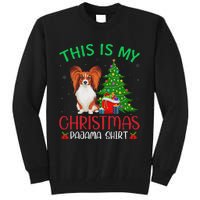 Papillon Dog Ugly Xmas Party This Is My Christmas Pajama Tall Sweatshirt