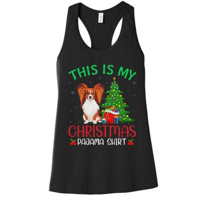 Papillon Dog Ugly Xmas Party This Is My Christmas Pajama Women's Racerback Tank