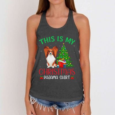 Papillon Dog Ugly Xmas Party This Is My Christmas Pajama Women's Knotted Racerback Tank