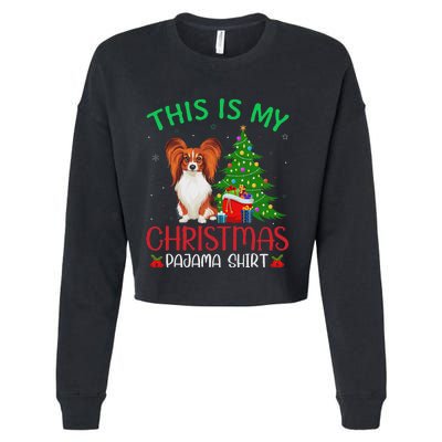 Papillon Dog Ugly Xmas Party This Is My Christmas Pajama Cropped Pullover Crew